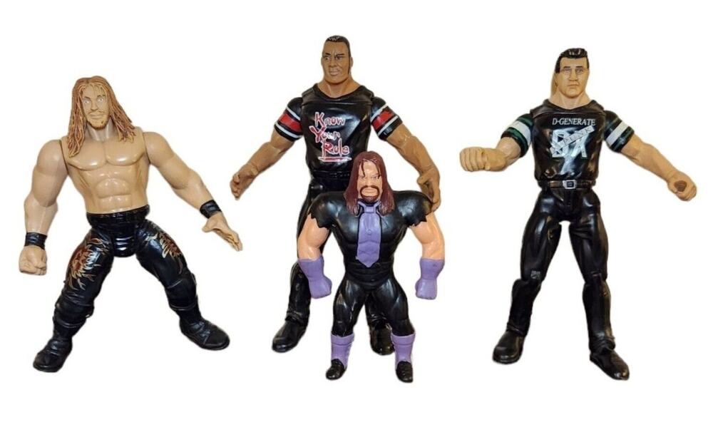 The Rock, Shane McMahon, Undertaker, Edge WWF Vintage Action Figures 90's Used